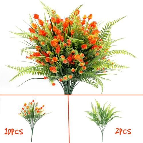 LHWANN 12 Realistic Artificial Flowers Boston Ferns for Home Garden