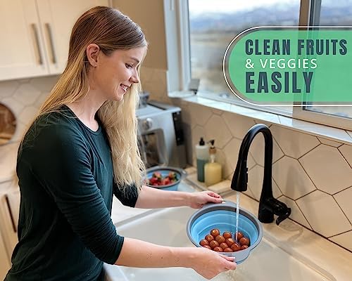 Perfect Pasta Veggie Strainer Set - Collapsible Silicone Kitchen Strainer for Home Campers