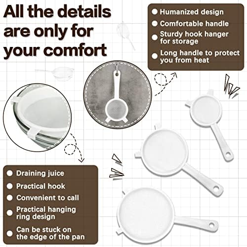 3-Piece Plastic Mesh Strainer with Handle for Kitchen Use