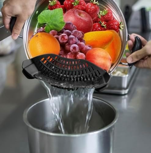 Clips On Silicone Food Strainer Perfect for Straining in the Kitchen