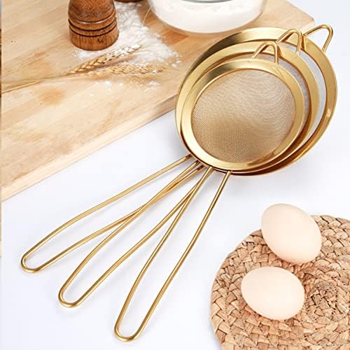 Stainless Steel 4-Piece Mesh Colander for Easy Food Straining with Handle
