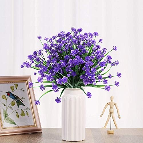 ArtBloom Outdoor Artificial Flowers 8 Bundles Purple