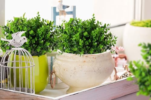 8-Pack Boxwood Bushes Greenery Faux Eucalyptus Outdoor Decor