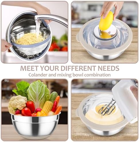 E-far Colander Set with Mixing Bowl for Kitchen Use