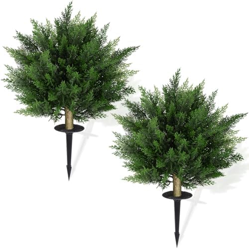 2835 Inch Set of 2 Realistic Artificial Cypress Topiary Trees