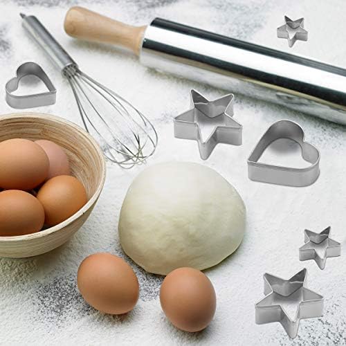 10Pcs Stainless Steel Cookie Cutters Set with Star Heart Shapes Multi-Functional