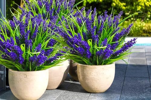 Lavender Artificial Plants with UV-Resistant Fake Flowers for Home Garden
