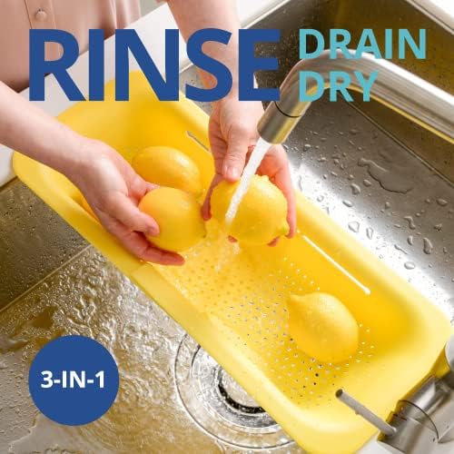 BLUE GINKGO Multipurpose Colander - Extendable Rinse Drain and Dry Kitchen Essential