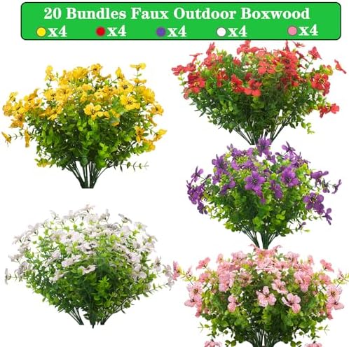20-Bundle Artificial Flowers for Outdoor Use