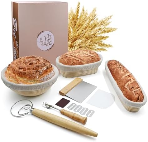 Banneton Bread Proofing Basket Set for Professional Home Bakers Set of 3