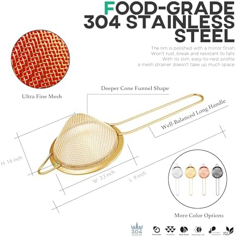 Homestia 33 Fine Mesh Strainer for Drinks and Kitchen
