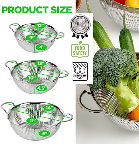 COMPORT K Premium 188 304 Stainless Steel Strainer Set of 3