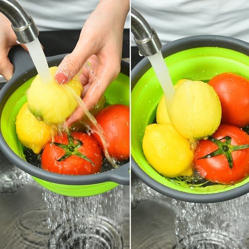 Collapsible silicone colander set for home and travel use