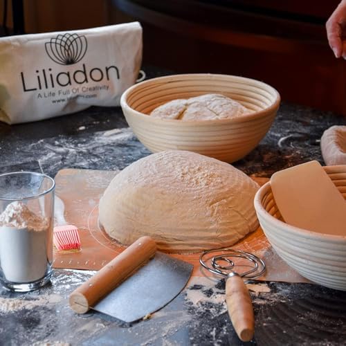 Liliadon Sourdough Bread Baking Kit Set Two Round Baskets