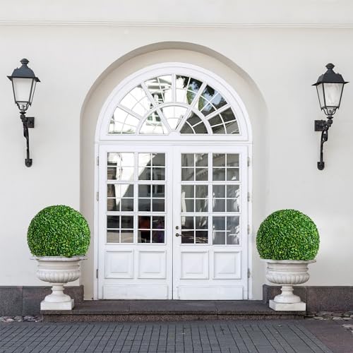 Elegant Faux Boxwood Topiaries for Outside Decor