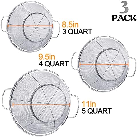 Strainless Steel Colander 3-Pack Perfect for Kitchen Uses
