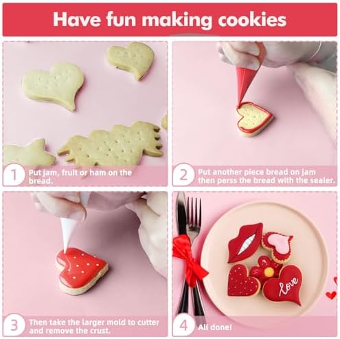 Valentines Heart-Shaped Cookie Cutters for Kids 10Pcs