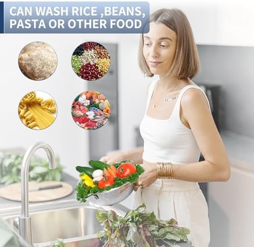 Gulex 3-Quart Stainless Steel Colander with Footed Base