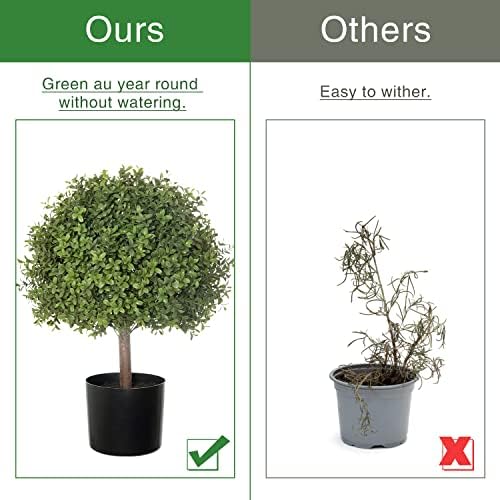 LUWENER 2 Pack Fake Boxwood Topiaries for Home Decor