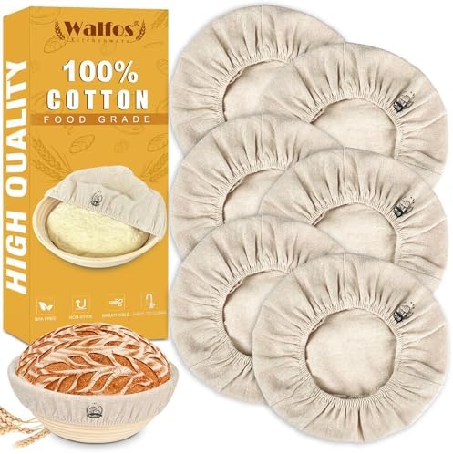 Walfos Bread Proofing Basket Liner 6 Pack 10 Inch Round