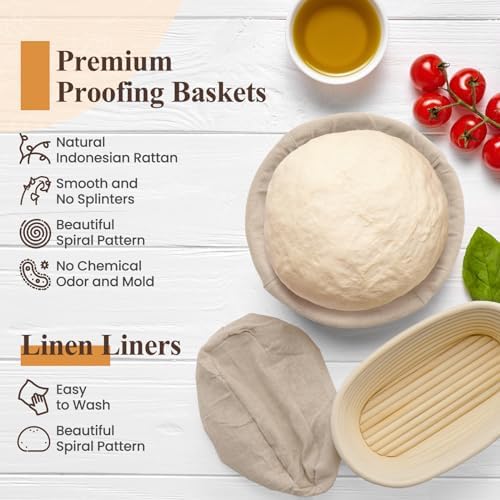 GOKALL Banneton Sourdough Proofing Basket Set 9 Round 10 Oval