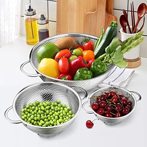 E-far Premium 3-Piece Stainless Steel Colander Set