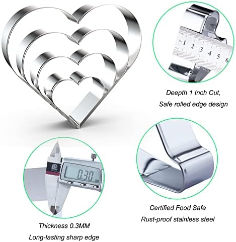 Heart Shape Cookie Cutter Set - Sizes 2-5 Inch 4-Piece