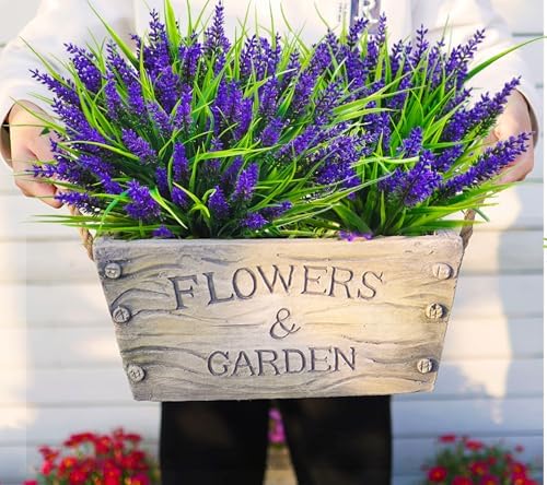 Lavender Artificial Plants with UV-Resistant Fake Flowers for Home Garden