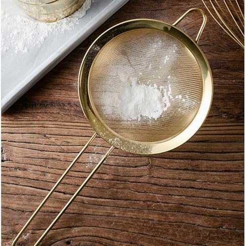 Premium Stainless Steel Colander with Golden Design for Effortless Cooking 15CM