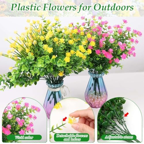 20-Bundle Artificial Fake Flowers for Outdoor Use