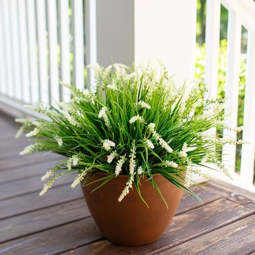HyeFlora Artificial White Monkey Grass Plants 10 Bundles