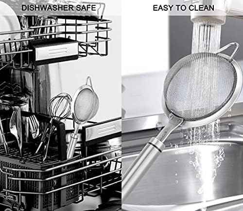 304 Stainless Steel Fine Mesh Strainer with Handle for Kitchen Lab Needs