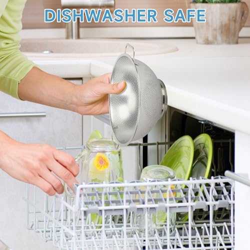 Sturdy 3QT Stainless Steel Colander with Handle for Kitchen Use