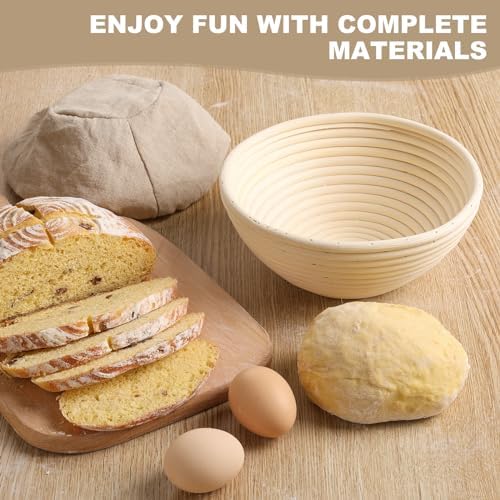 10-Inch Banneton Bread Proofing Basket Set with Liners