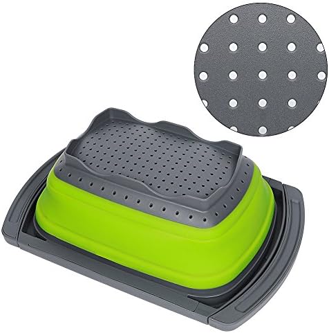 QiMH 6 Quart Collapsible Colander with Extendable Handles Silicone Material