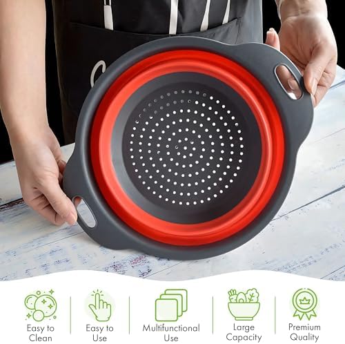ES Silicone Collapsible Colander - Small for Camping Kitchen Use