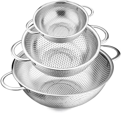 E-far Premium 3-Piece Stainless Steel Colander Set