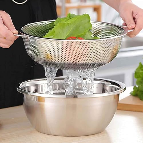 Stainless Steel Colander 3-Quart Micro-Perforated Metal Kitchen Essential with Handle