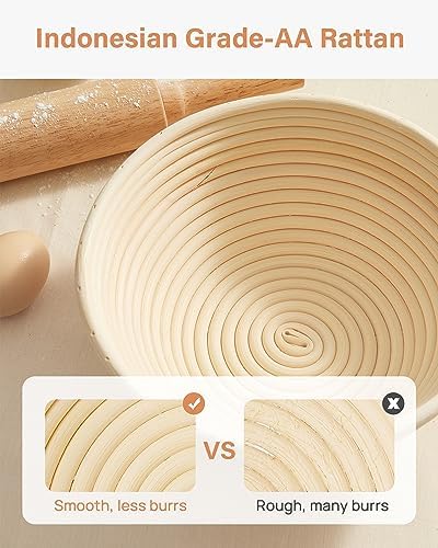 Sourdough Bakers Best S 2x9 Round Banneton Proofing Basket Set
