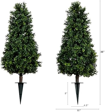 Nearly Natural 2 Set UV-Resistant Boxwood artificial plants with integrated ground stakes