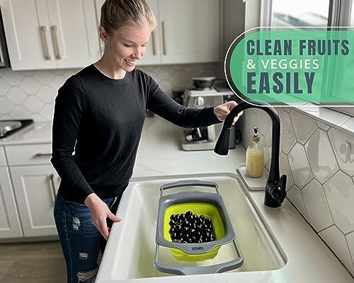 Collapsible Silicone Kitchen Colander Strainer 6 qt
