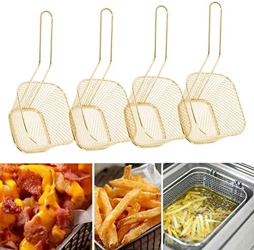 4Pcs Stainless Steel Frying Net Basket Flexible