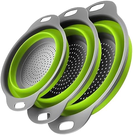 Collapsible Colander Set 3-Piece Heat-Resistant Kitchen Essentials