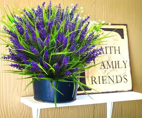 Lavender Artificial Plants with UV-Resistant Fake Flowers for Home Garden