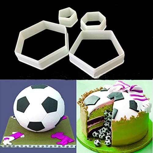 SUNKOOL Soccer Ball Cookie CutterHexagon 4 SizesGeometry for Baking