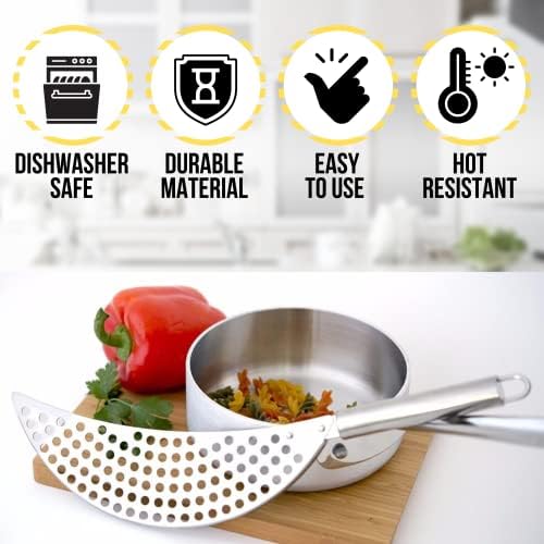 Held Crescent Drainer Pan Pot Strainer with Handle