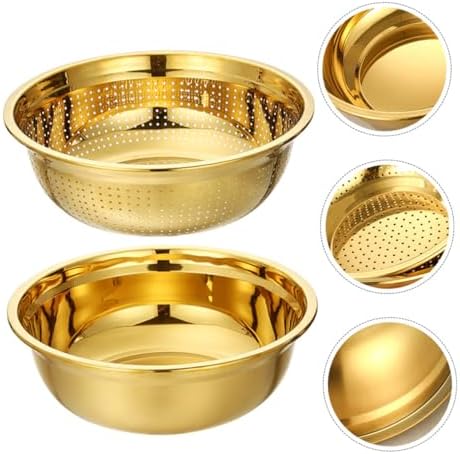 Premium 2-Piece Stainless Steel Colander Set for Quick Drainage Kitchen Use