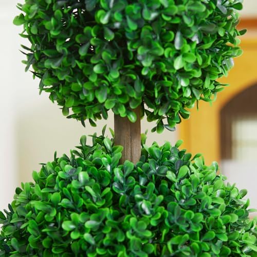 Set of 2 235 Artificial Boxwood Topiary with Pots