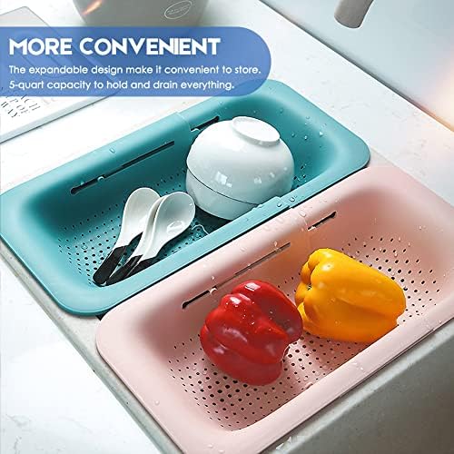 Collapsible Colander Basket Easy to Use Expandable Kitchen Tool