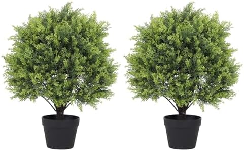THE BLOOM TIMES 2 Ft Artificial Tree Topiary Outdoor Set